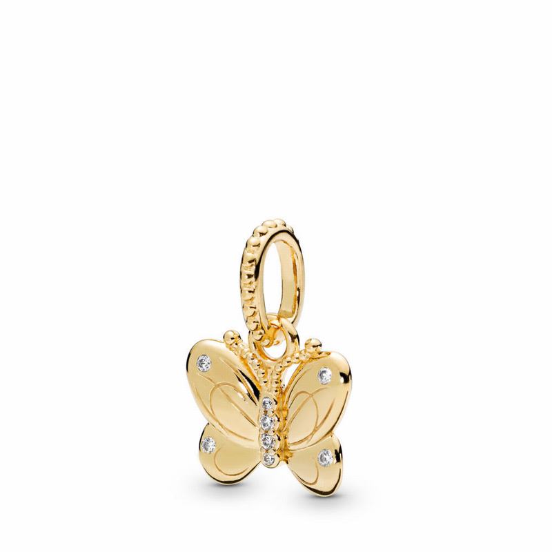 Pandora Shine™ Decorative Butterfly Pendant - 18ct Gold Plated/Cubic Zirconia - Canada | QF5381SC